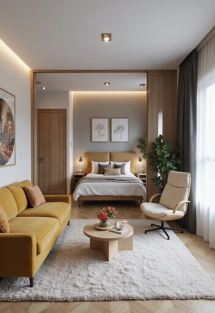 18 Studio Apartment Layouts That'll Make Your Tiny Space Feel Huge (#7 Is Like Magic!) - 2. The Zoning Technique